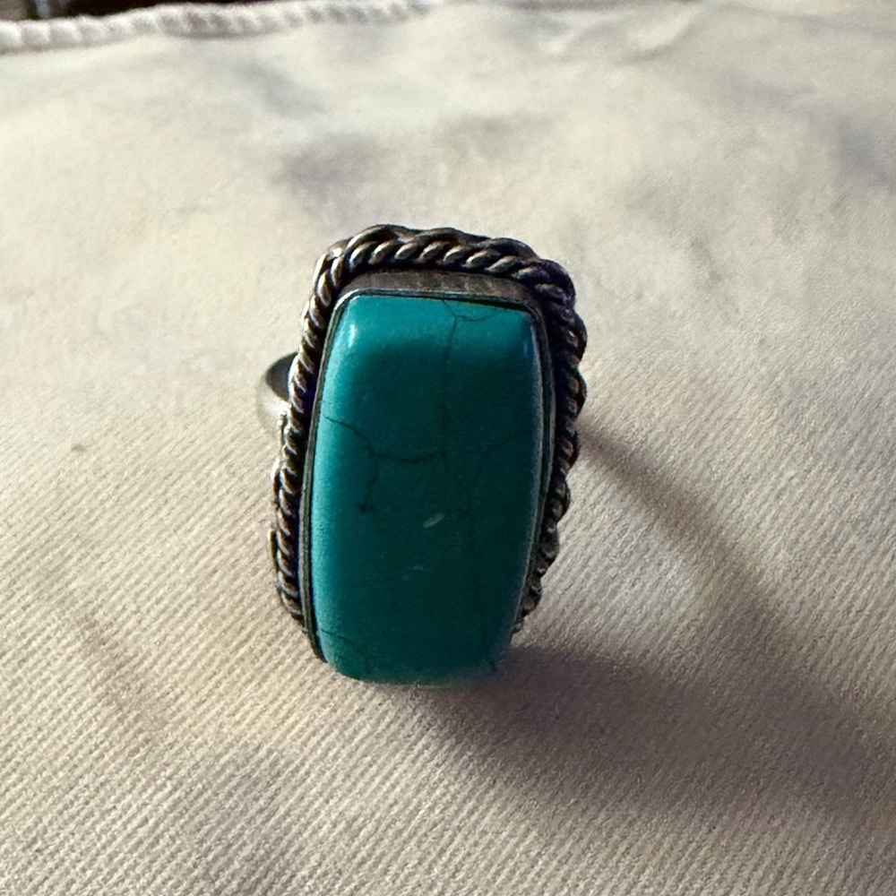 Big .925 Native Navajo Turquoise Sterling Silver Ring
